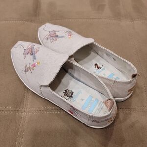 Sz W9.5 TOMS Disney X Cinderella Gus & Jaq Canvas Slip-on Shoes